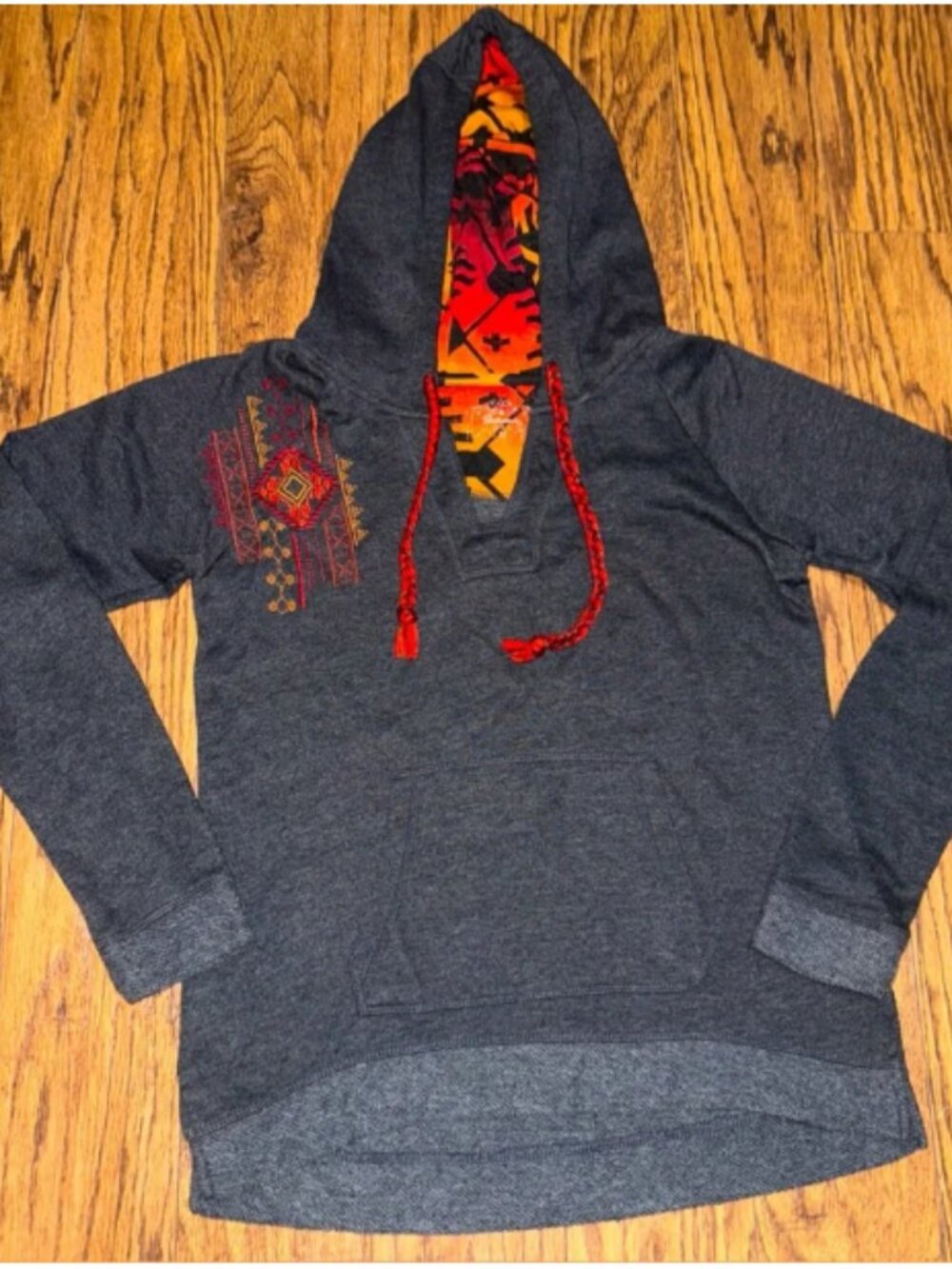 Panhandle NWOT Grey Marled Southwest Hoodie Women Size M